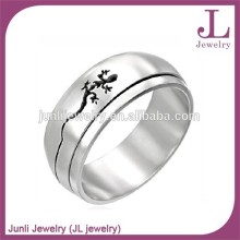 custom logo silver stainless steel fashion spinner ring for men