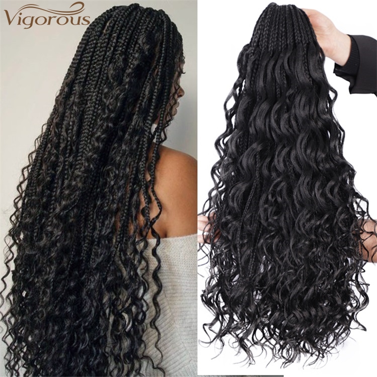 Vigorous Top Quality High Temperature Messy Goddess Box braids Synthetic Crochet Braid 18inch Braided Hair Extension For Women