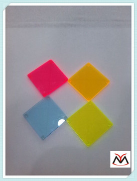 fashionable new style square colorful acrylic photo coasters with foot pad YM15082801