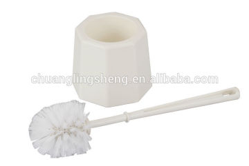 White color Plastic toilet brush holder with brush