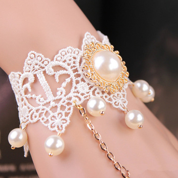 Imitation Pearl Chain Lace Bracelet Italian Crochet Bracelet