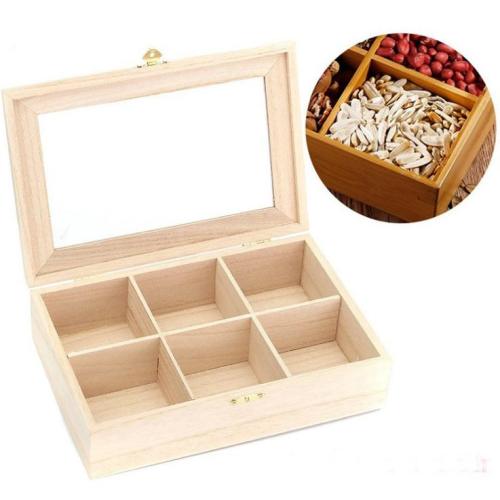 Wooden Tea Bags Gift Box With Glass Lid