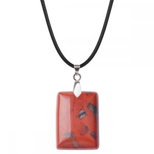 Collar colgante de piedra rectangular de 25x35 mm Red Jasper para mujeres hombres