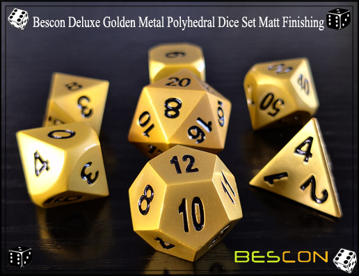 Bescon Deluxe Goldene Metall Polyedrische Würfel Set Matt Finishing-2 Bescon Deluxe Golden Metal Polyhedral Dice Set Matt Finishing-2