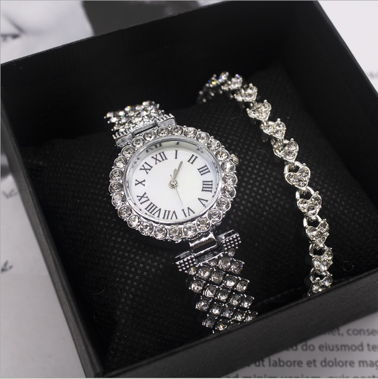 Fashion Set Women Watches Luxury  Rhinestone  Ladies Quartz Wrist Watch Bracelet Set