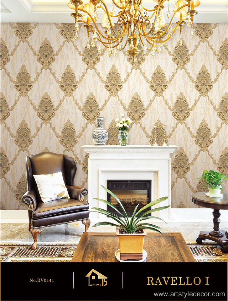 Damask Vinyl PVC Wallpaper For Interior Home Decor