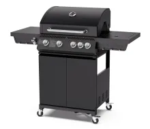 4-Burner Propane Gas BBQ Grills with Side Burner, Black