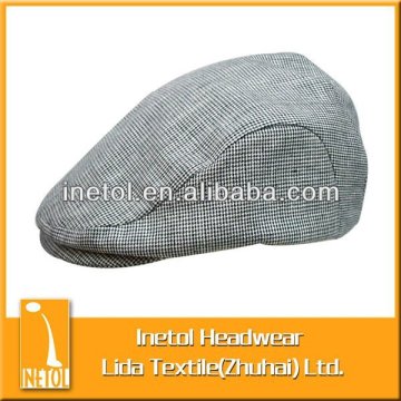 checked cotton beret hat
