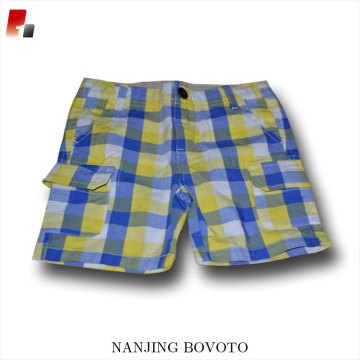 wholesale yellow white blue checked shorts