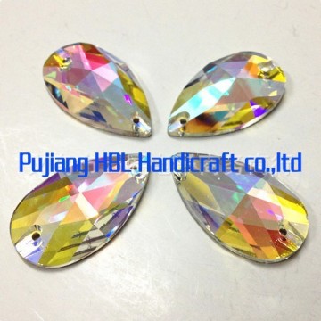 22*38mm 2Holes 1pc Fancy Glass Loose Crystal Stone