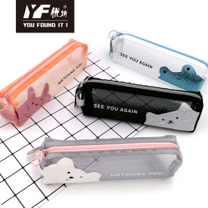 Custom school office transparent mesh pencil case