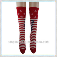 fashion red kids stripe knee high sport socks