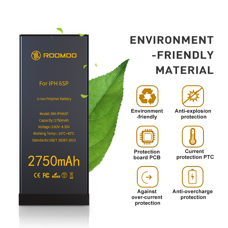 2750mAh high quality best brand ROOMOO a-grade polymer battery 3.82V built-in battery for iphone 6SP