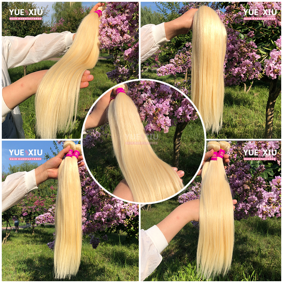 613 Virgin Hair Bundles Blonde Human Hair Extension  Straight Wave