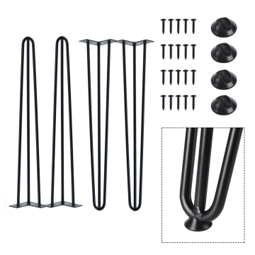 black metal hairpin leg with rubber protector