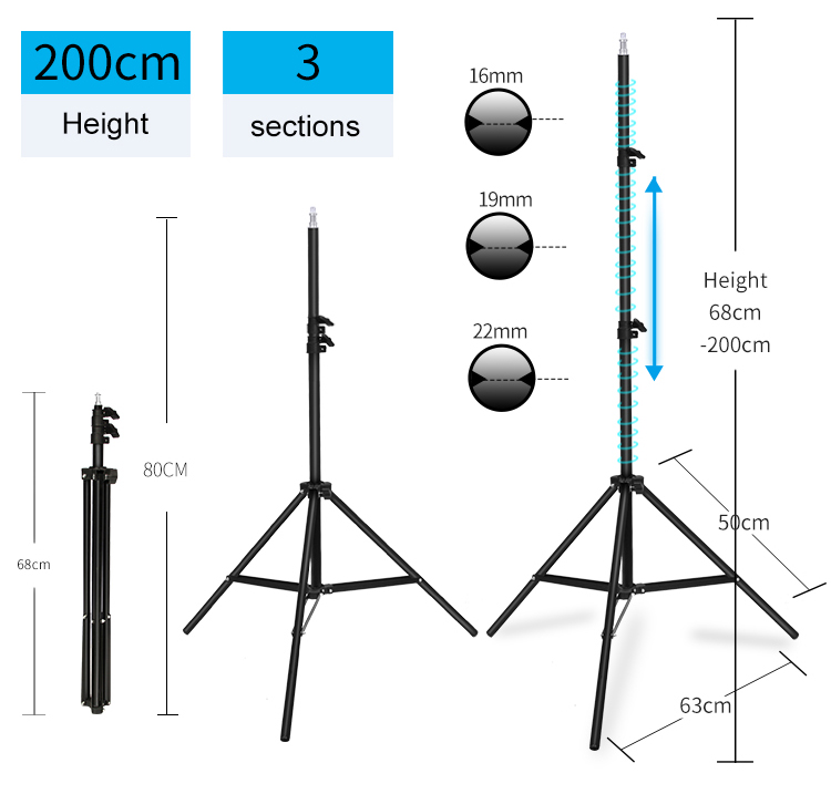 Fotografia Softbox Parasol Zestaw oświetleniowy Sprzęt studyjny 6.6*10ft System stojaka tła z żarówką LED 2700K-5500K do strzelania