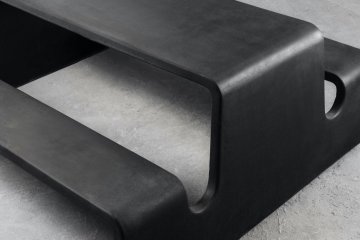 Table Chair Integrated Rectangular Concrete Outdoor Table