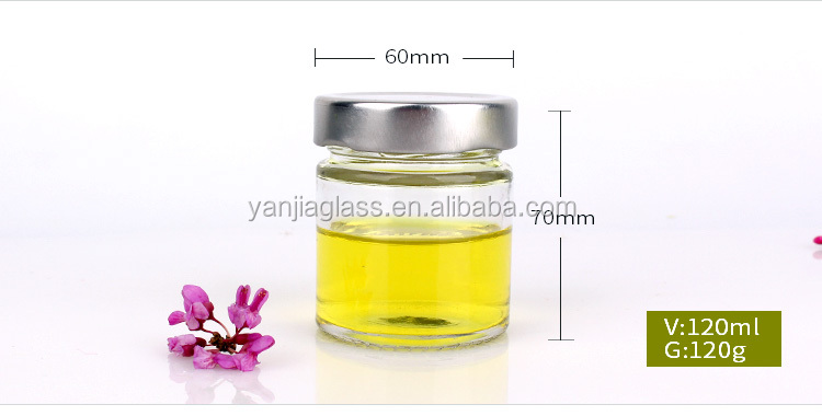 300ml clear round airtight glass honey jam sauce jar with high metal lid