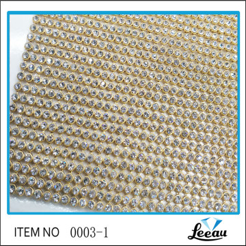 Hot fix golden base Rhinestone mesh 45mm*120mm