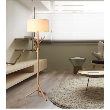 Dekoracyjna drewniana lampa podłogowa LEDER