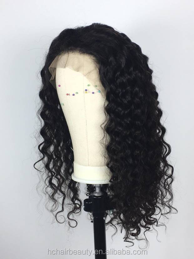 Wholesale Deep Wave Full Lace Wigs Brazilian Remy Human Hair Full Lace Wigs Pre Plucked With Baby Hair Natural Black Color