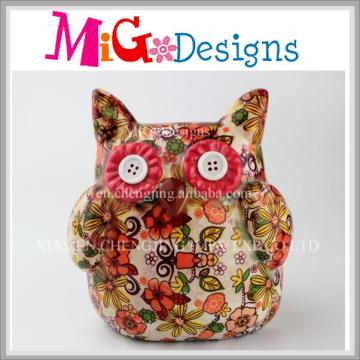Flowers Pattern Ceramic Owl Piggy Bank Wholesale