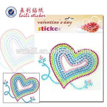 rhinestone stickers face/stickers for valentine'sday /heart shape acrylic rhinestone sticker