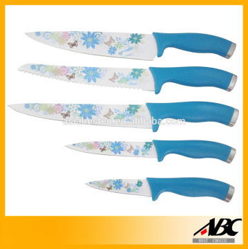 Wholesales Flower Pattern 5pcs Kitchen Knife Set