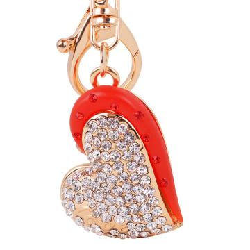 2016 new arrival hot selling wholesale special heart alloy rhinestone keychains