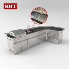 L Shape Party Use Outdoor Bar Counter Kitchen Gas Grill Outdoor Grill
