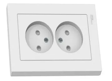 White 2 Gang German Euro Socket Outlet