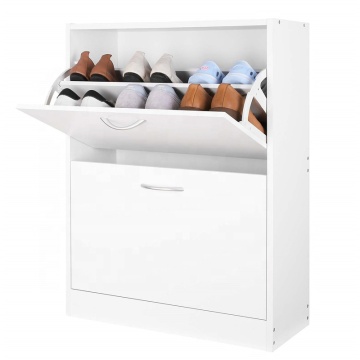 Wooden 3 Drawer Rotating Shoe Rack Storage Cabinet