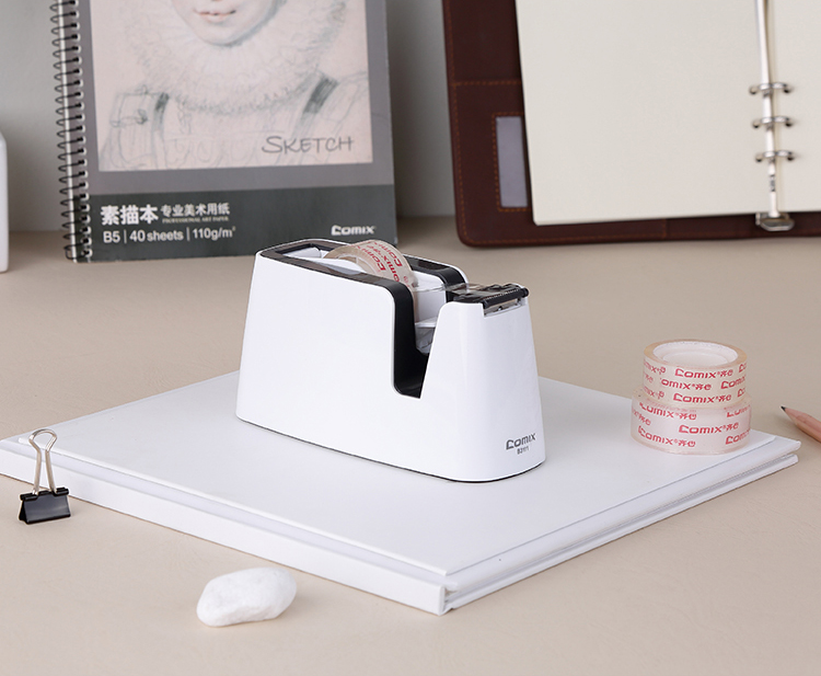 Comix office desk stainless steel blade non-slip base small tape dispenser