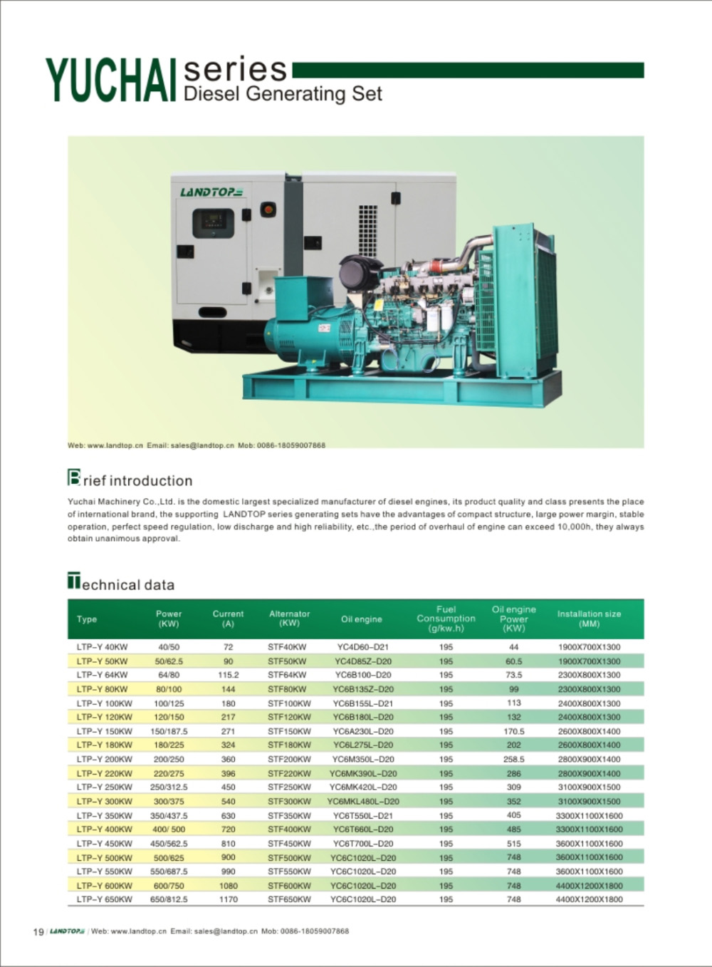 Grupo electrógeno Diesel YUCHAI YUCHAI Diesel Genset