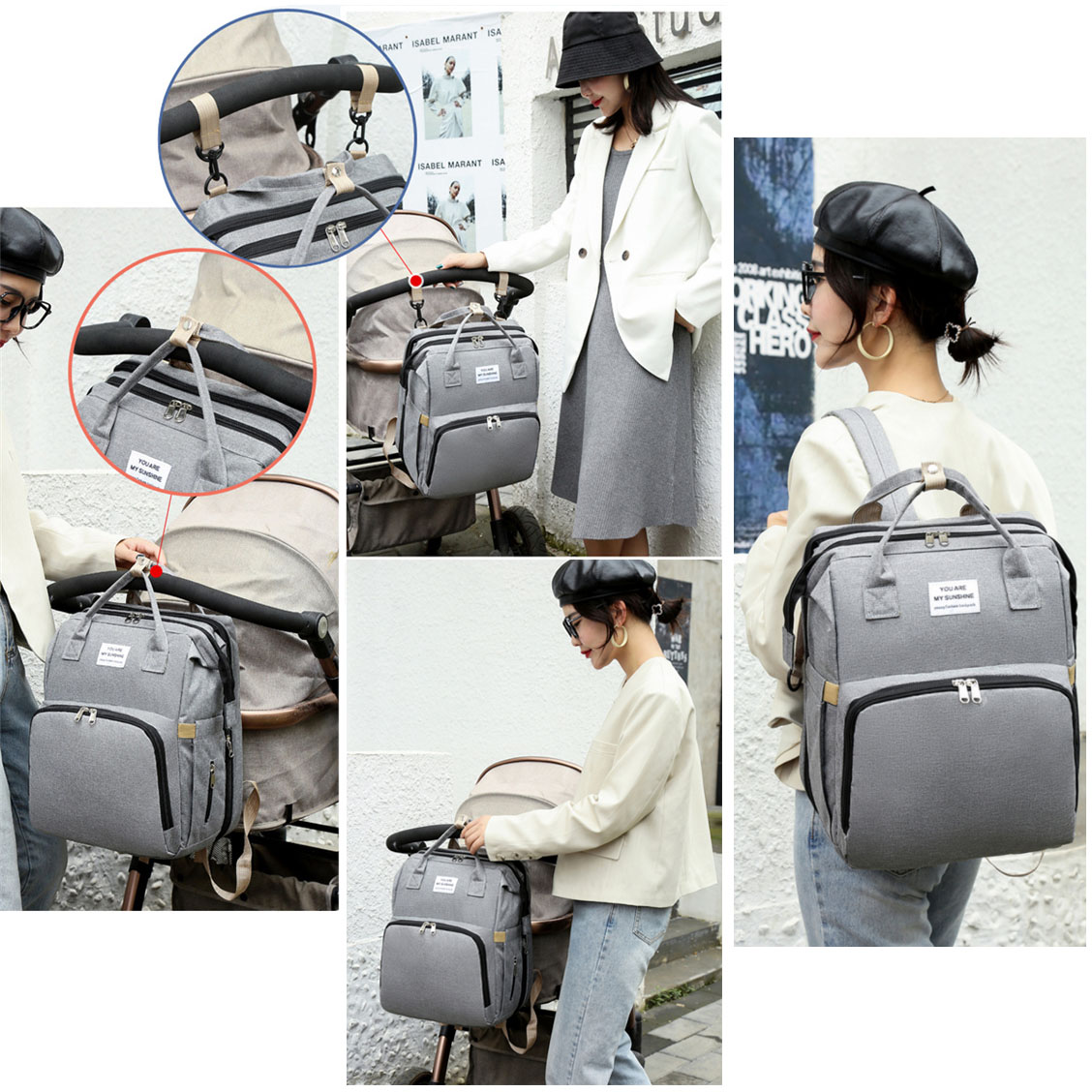 Custom quality hiking travel mami mummy back pack baby backpack diaper bag with changing station