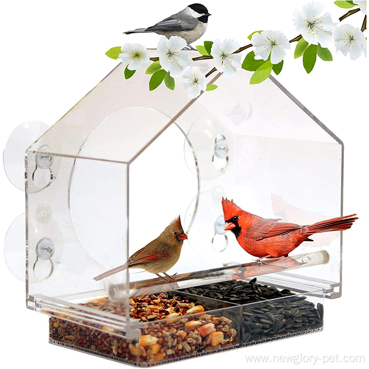 Strong Suction Cups Window Bird House Feeder