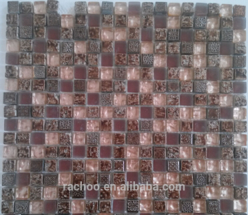 Travertine mix resin and crystal glass mosaic kitchen backsplash bathroom wall tile