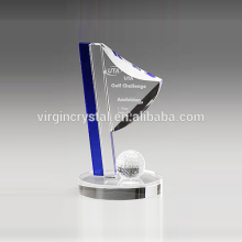 Clear crystal flag shape with golf ball glass award for golf souvenir