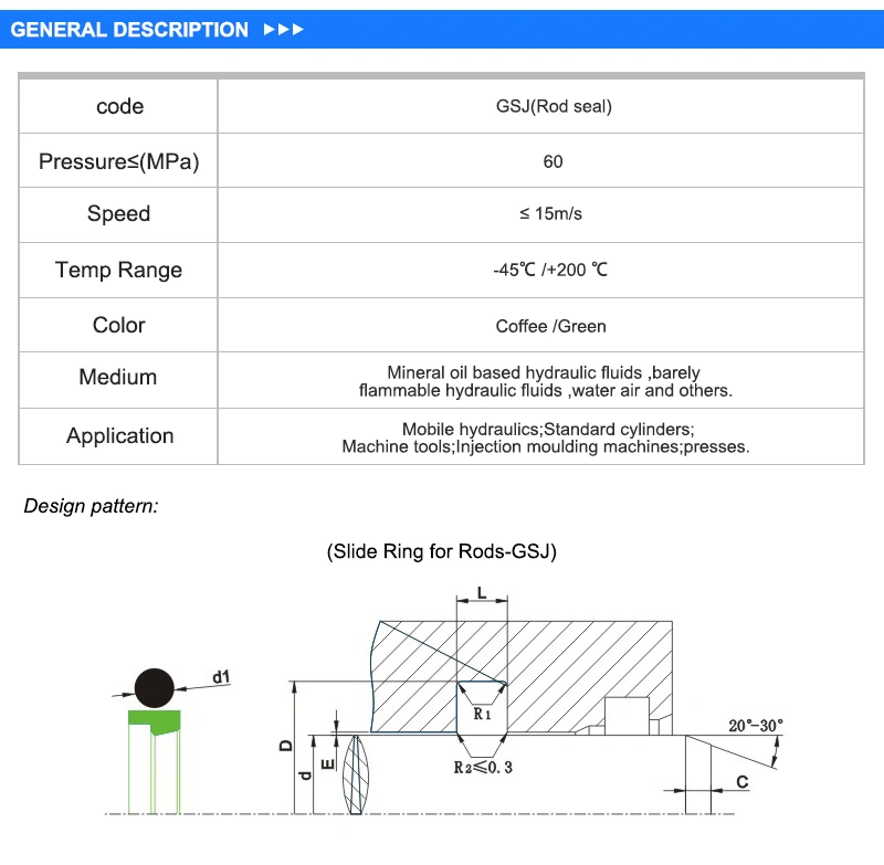 Piston Step Combination Seal/Seal PTFE +Polyester Guide Ring Gst