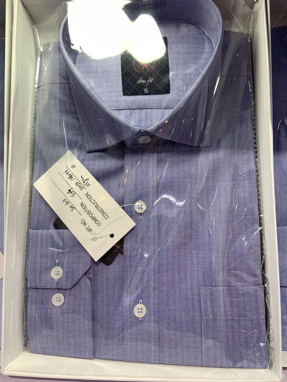 Chemise habillée pour homme avec col montant rayé