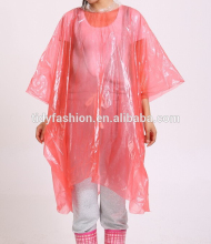 PE Plastic Hooded Red Disposable Rain Poncho