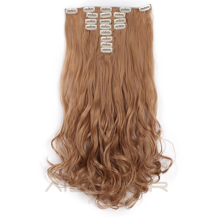 Aisi Hair 8 Pcs Full Head Long Wavy Synthetic 18 Clips In Hair Extensions Blonde Black Brown Hairpieces For Women