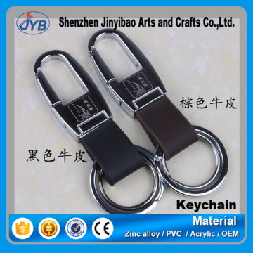 Business gift luxury man keychain custom leather metal keychain for promotion