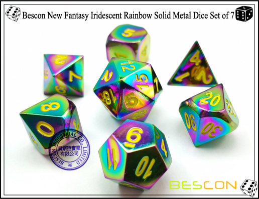 Bescon New Fantasy schillernden Regenbogen Solid Metall Würfel Set von 7-1 Bescon New Fantasy Iridescent Rainbow Solid Metal Dice Set of 7-1