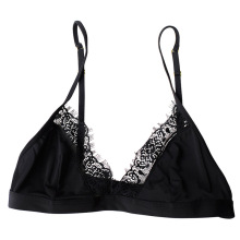 Plus Size Sexy Nightclub Bikini Triangle Bra in French Non-Underwire Silky Fabric with Lace Edges