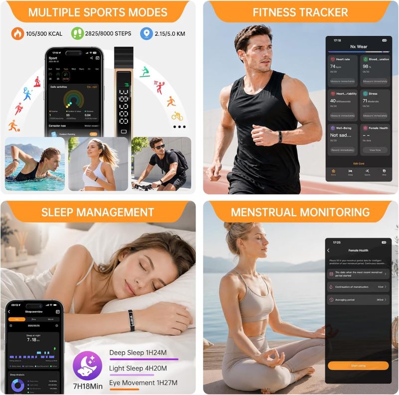Smart Bracelet for Women Men Fitness Health Tracker with Heart Rate Sleep