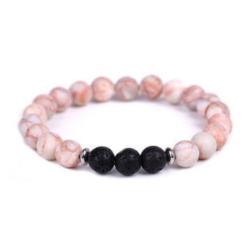 Red Mesh Jasper 8MM Matte Beads (3PCS Lava Stone) Stretch Beads