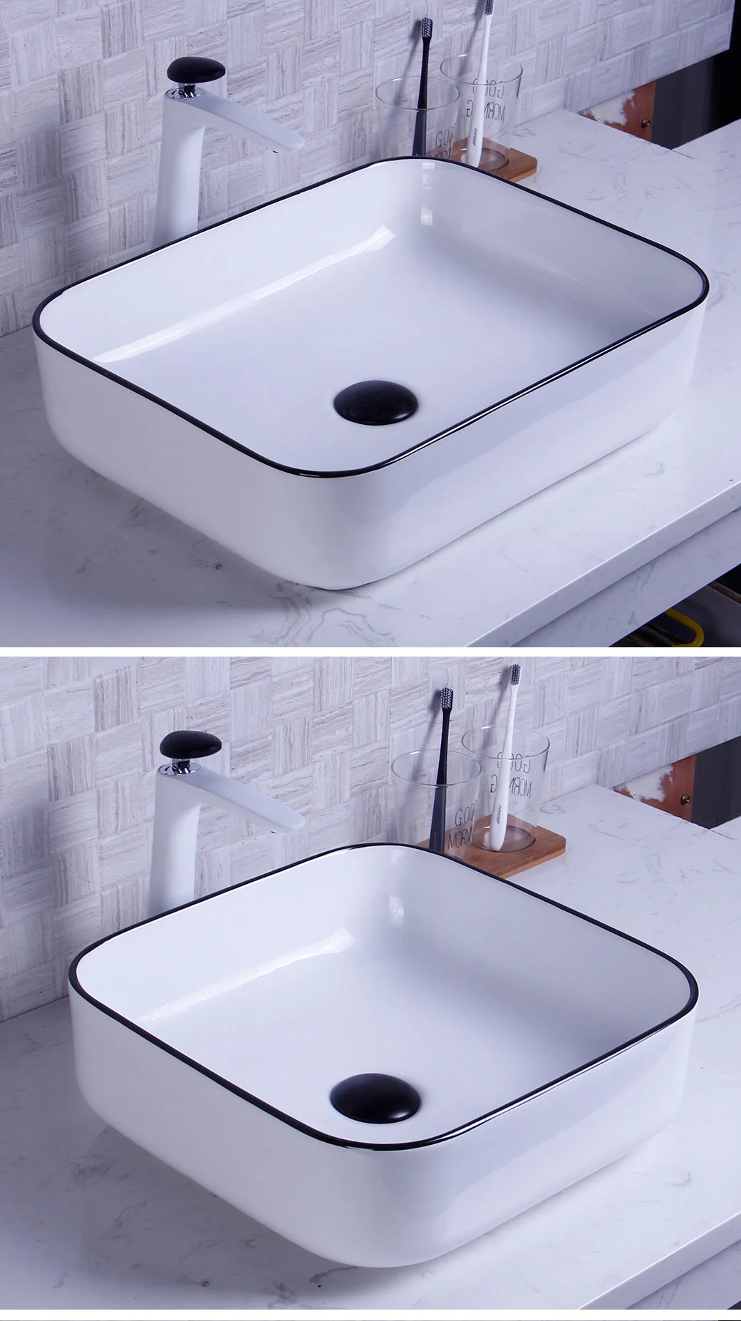 Simple Bbove Counter Basin Ceramic Household Bathroom Phnom Penh Black Side Wash Basin