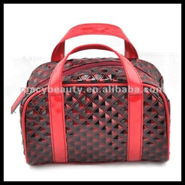 Red and black diamond pu cosmetic case
