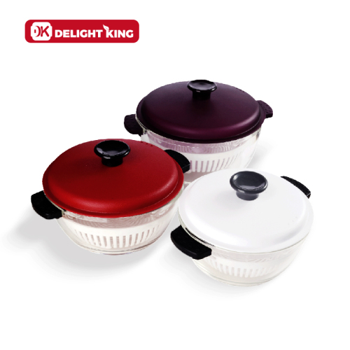 Ovenware Casserole Glass Steam Baking Pot dengan Tutup